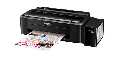 Left side view of the Epson EcoTank L130 showing the built-in ink tank system.